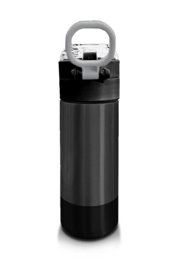 Coral High Kids Koyu Gri Siyah Desenli Pipetli ve Direkt İçim Çelik Termos 500 ml 31824 - 3