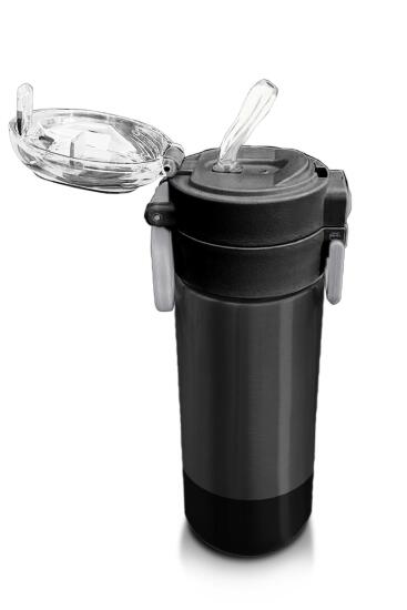 Coral High Kids Koyu Gri Siyah Desenli Pipetli ve Direkt İçim Çelik Termos 500 ml 31824 - 5
