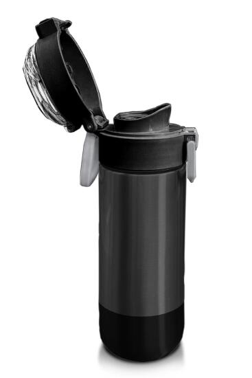 Coral High Kids Koyu Gri Siyah Desenli Pipetli ve Direkt İçim Çelik Termos 500 ml 31824 - 6