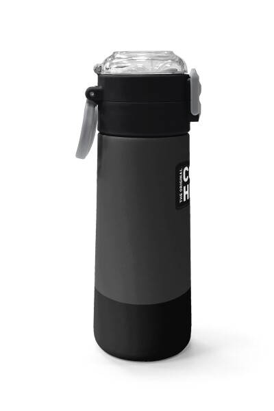 Coral High Kids Koyu Gri Siyah Desenli Pipetli ve Direkt İçim Çelik Termos 500 ml 31824 - 2