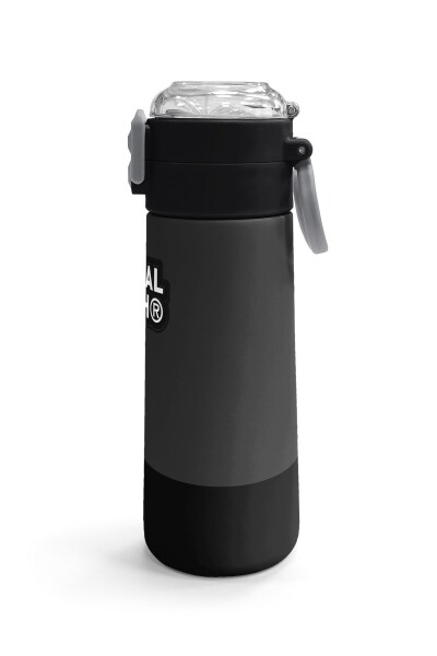 Coral High Kids Koyu Gri Siyah Desenli Pipetli ve Direkt İçim Çelik Termos 500 ml 31824 - 3