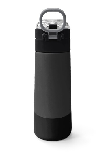 Coral High Kids Koyu Gri Siyah Desenli Pipetli ve Direkt İçim Çelik Termos 500 ml 31824 - 4
