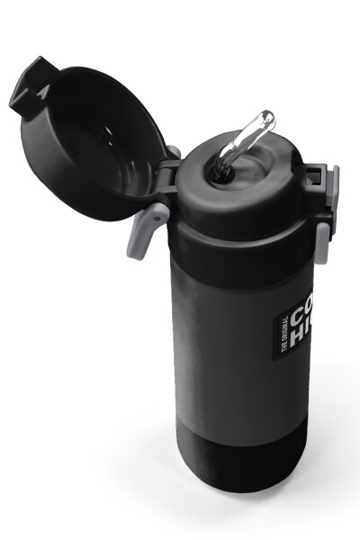 Coral High Kids Koyu Gri Siyah Desenli Pipetli ve Direkt İçim Çelik Termos 500 ml 31824 - 2