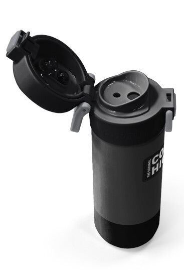 Coral High Kids Koyu Gri Siyah Desenli Pipetli ve Direkt İçim Çelik Termos 500 ml 31824 - 3