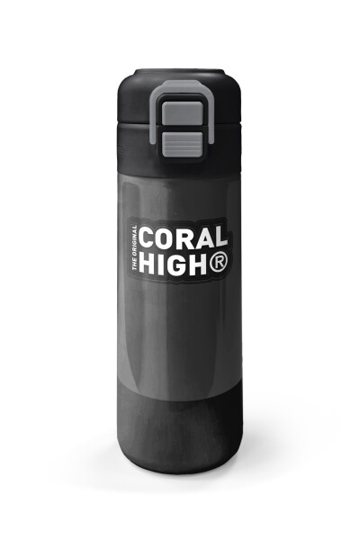 Coral High Kids Koyu Gri Siyah Desenli Pipetli ve Direkt İçim Çelik Termos 500 ml 31824 - 4