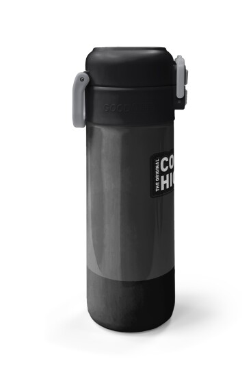 Coral High Kids Koyu Gri Siyah Desenli Pipetli ve Direkt İçim Çelik Termos 500 ml 31824 - 5