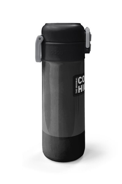 Coral High Kids Koyu Gri Siyah Desenli Pipetli ve Direkt İçim Çelik Termos 500 ml 31824 - 5