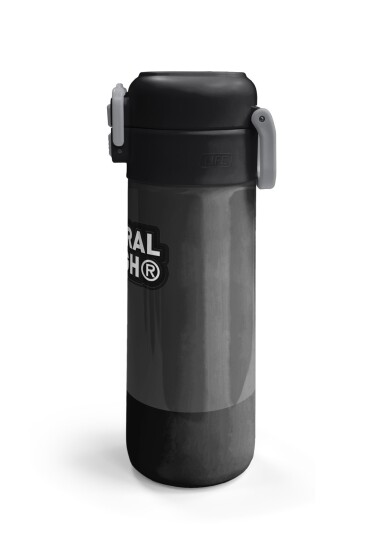 Coral High Kids Koyu Gri Siyah Desenli Pipetli ve Direkt İçim Çelik Termos 500 ml 31824 - 6