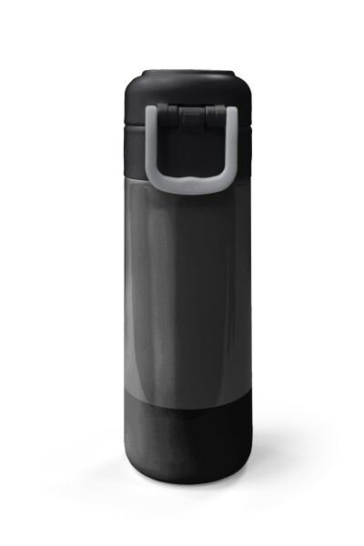 Coral High Kids Koyu Gri Siyah Desenli Pipetli ve Direkt İçim Çelik Termos 500 ml 31824 - 7