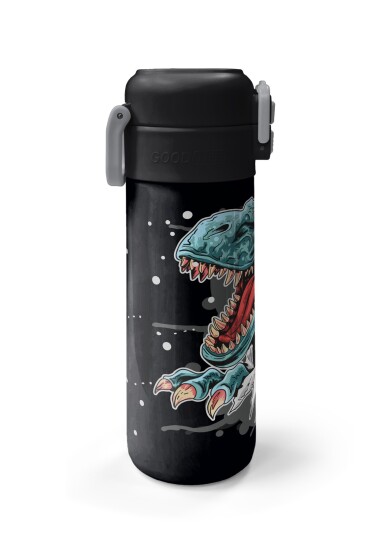 Coral High Kids Koyu Gri Siyah Dinozor Desenli Pipetli ve Direkt İçim Çelik Termos 500 ml 31822 - 5