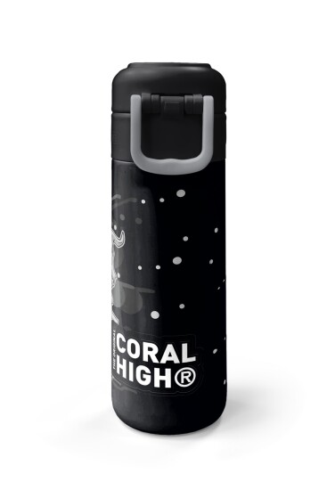 Coral High Kids Koyu Gri Siyah Dinozor Desenli Pipetli ve Direkt İçim Çelik Termos 500 ml 31822 - 7