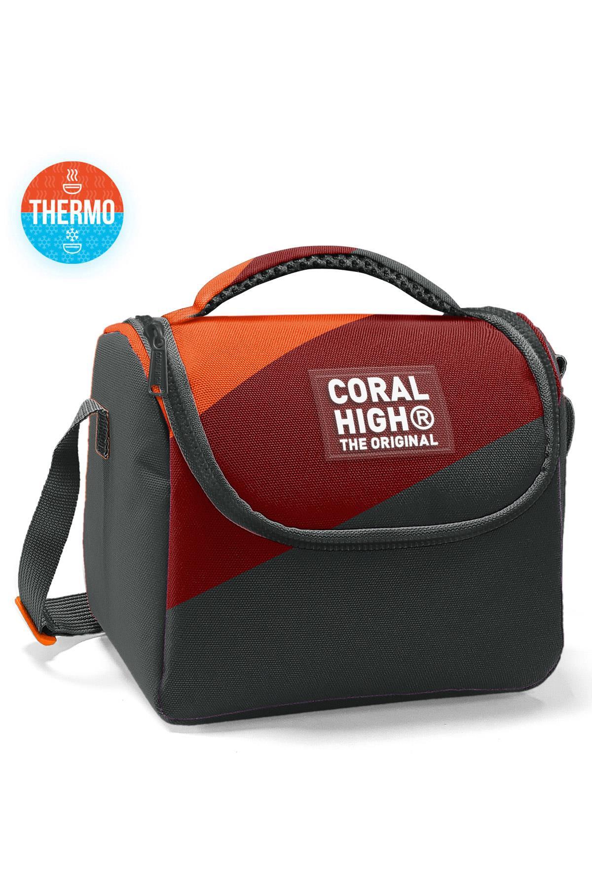Coral High Kids Koyu Gri Turuncu Bordo Renkli Thermo Beslenme Çantası 22792