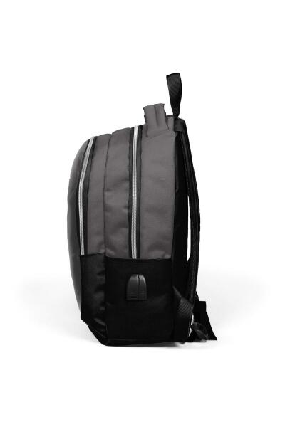 Coral High Kids Koyu Gri Siyah Üç Bölmeli USB'li Okul Sırt Çantası 24307 - 2