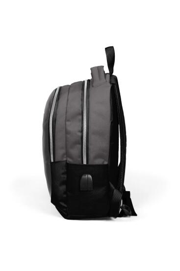 Coral High Kids Koyu Gri Siyah Üç Bölmeli USB'li Okul Sırt Çantası 24307 - 2