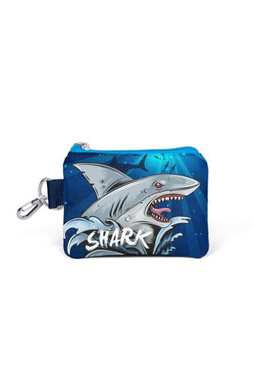 Coral High Kids Lacivert Mavi Köpek Balığı Desenli Bozuk Para Çantası 21822 