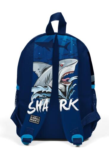 Minik Yuva Sırt Çantası Lacivert Mavi Köpek Balığı Desenli İki Bölmeli 23522 - 4