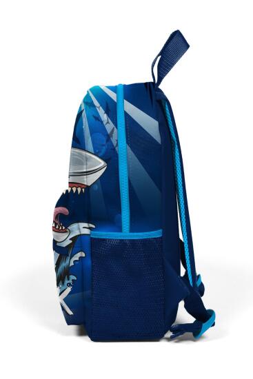 Minik Yuva Sırt Çantası Lacivert Mavi Köpek Balığı Desenli İki Bölmeli 23522 - 6