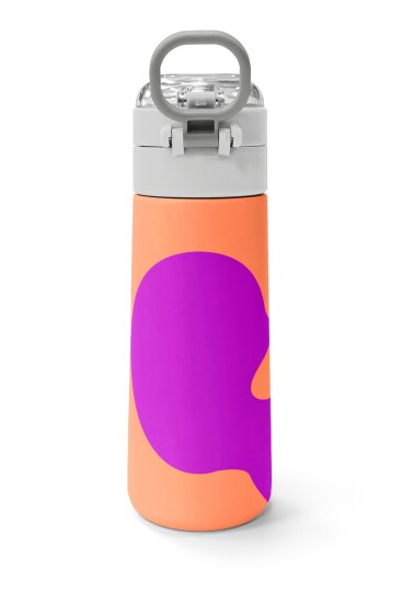 Coral High Kids Koyu Pembe Turuncu Desenli Pipetli ve Direkt İçim Çelik Termos 500 ml 31884 - 4