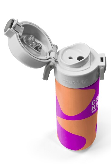 Coral High Kids Koyu Pembe Turuncu Desenli Pipetli ve Direkt İçim Çelik Termos 500 ml 31884 - 3