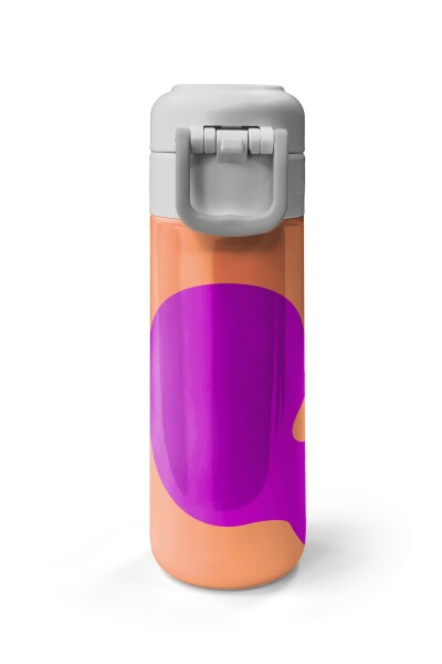 Coral High Kids Koyu Pembe Turuncu Desenli Pipetli ve Direkt İçim Çelik Termos 500 ml 31884 - 7