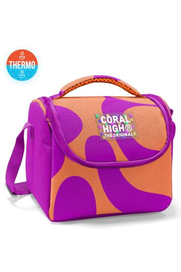 Coral High Kids Koyu Pembe Turuncu Desenli Thermo Beslenme Çantası 22784 