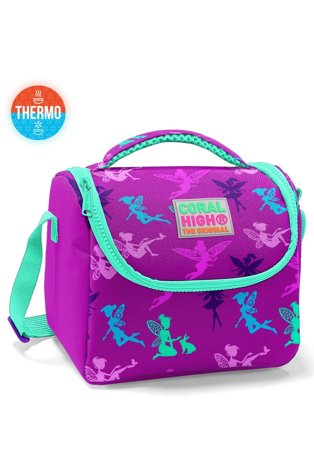 Coral High Kids Koyu Pembe Su Yeşili Peri Desenli Thermo Beslenme Çantas 11803
