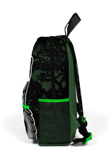 Minik Yuva Sırt Çantası Koyu Yeşil Siyah Dinozor Desenli İki Bölmeli 23525 - 6