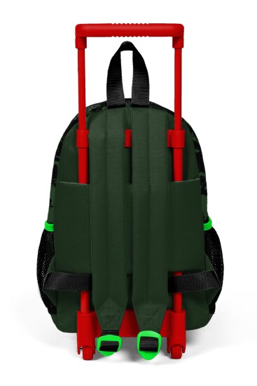 Minik Yuva Çekçekli Sırt Çantası Koyu Yeşil Siyah Dinozor Desenli İki Bölmeli 24019 - 5