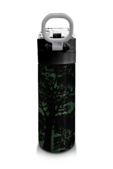 Coral High Kids Koyu Yeşil Siyah Dinozor Desenli Pipetli ve Direkt İçim Çelik Termos 500 ml 31934 - 3