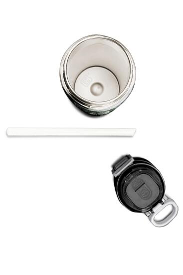 Coral High Kids Koyu Yeşil Siyah Dinozor Desenli Pipetli ve Direkt İçim Çelik Termos 500 ml 31934 - 7