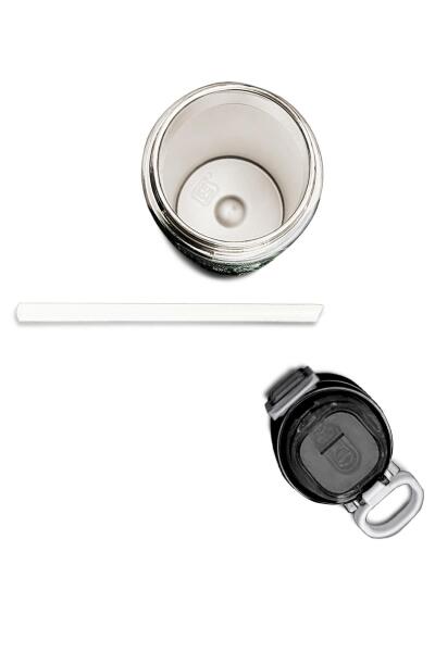 Coral High Kids Koyu Yeşil Siyah Dinozor Desenli Pipetli ve Direkt İçim Çelik Termos 500 ml 31934 - 7