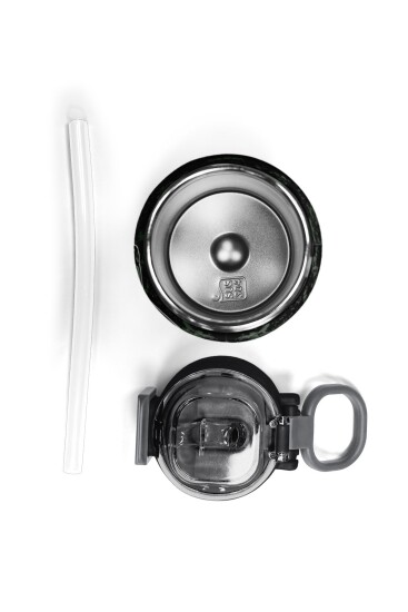 Coral High Kids Koyu Yeşil Siyah Dinozor Desenli Pipetli ve Direkt İçim Çelik Termos 500 ml 31934 - 7