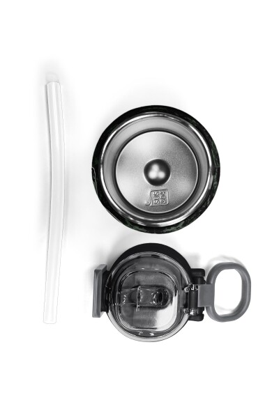 Coral High Kids Koyu Yeşil Siyah Dinozor Desenli Pipetli ve Direkt İçim Çelik Termos 500 ml 31934 - 7