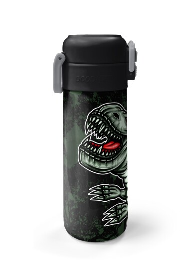 Coral High Kids Koyu Yeşil Siyah Dinozor Desenli Pipetli ve Direkt İçim Çelik Termos 500 ml 31934 - 5