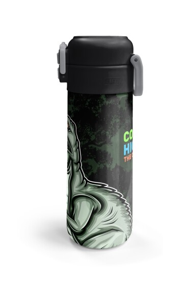 Coral High Kids Koyu Yeşil Siyah Dinozor Desenli Pipetli ve Direkt İçim Çelik Termos 500 ml 31934 - 6