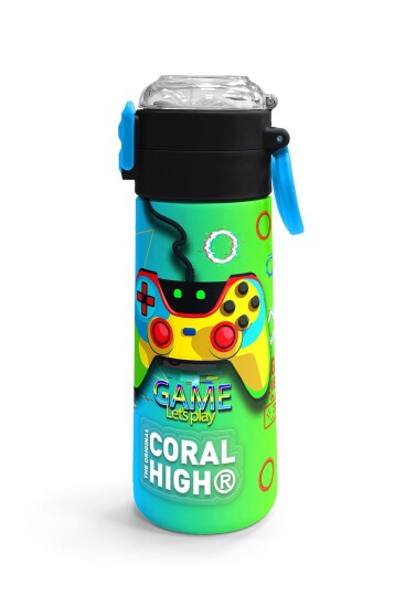 Coral High Kids Kulaklık Game Desenli Pipetli ve Direkt İçim Çelik Termos 500 ml 31841 - 3