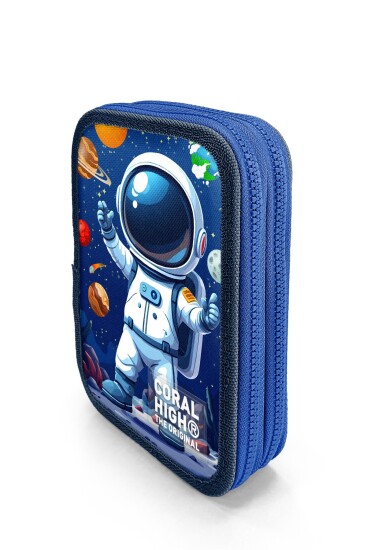 Coral High Kids Lacivert Astronot Desenli Çift Katlı Kalem Çanta 31116 - 2