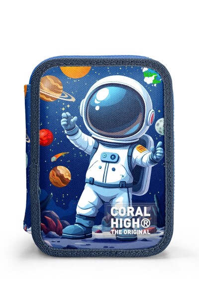 Coral High Kids Lacivert Astronot Desenli Çift Katlı Kalem Çanta 31116 - 10
