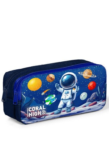 Coral High Kids Lacivert Astronot Desenli İki Bölmeli Kalem Çantası 31052 - Coral High