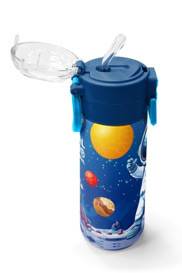 Coral High Kids Lacivert Astronot Desenli Pipetli ve Direkt İçim Çelik Termos 500 ml 38134 - 5