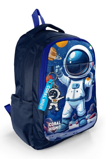 Coral High Kids Lacivert Astronot Desenli Üç Bölmeli Okul Sırt Çantası 33252 