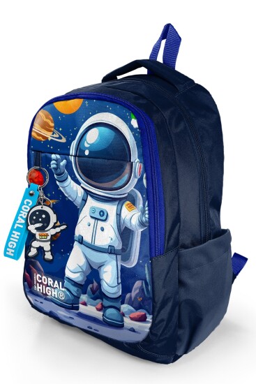 Coral High Kids Lacivert Astronot Desenli Üç Bölmeli Okul Sırt Çantası 33252 - 7
