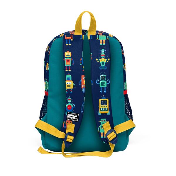 Coral High Kids Lacivert Çivit Robot Desenli 3’lü Okul Çanta Seti SET0123472 - 5