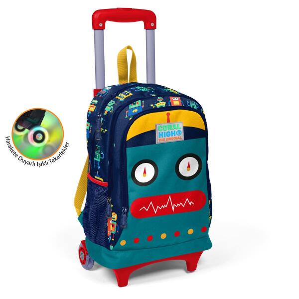 Coral High Kids Lacivert Çivit Robot Desenli Çekçekli 3'lü Çanta Seti SET0123380 - 2