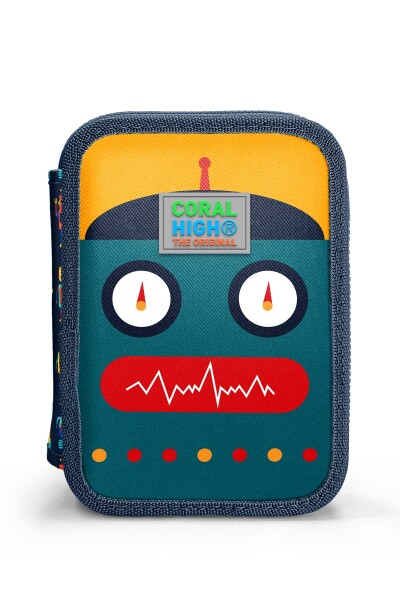 Coral High Kids Lacivert Çivit Robot Desenli Çift Katlı Kalem Çanta 31121 - 10