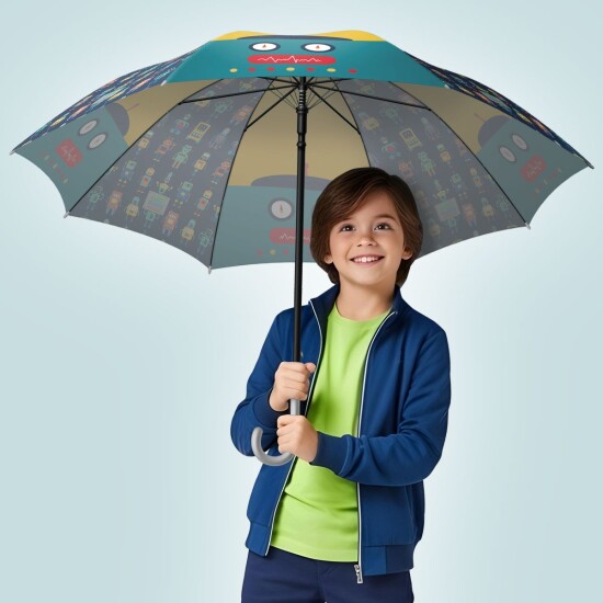 Coral High Kids Lacivert Çivit Robot Desenli Çocuk Şemsiyesi 12672 - 4