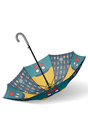 Coral High Kids Lacivert Çivit Robot Desenli Çocuk Şemsiyesi 12672 - 8