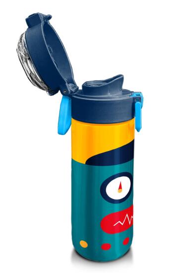 Coral High Kids Lacivert Çivit Robot Desenli Pipetli ve Direkt İçim Çelik Termos 500 ml 31918 - 6