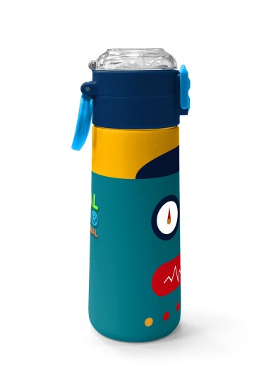 Coral High Kids Lacivert Çivit Robot Desenli Pipetli ve Direkt İçim Çelik Termos 500 ml 31918 - 2
