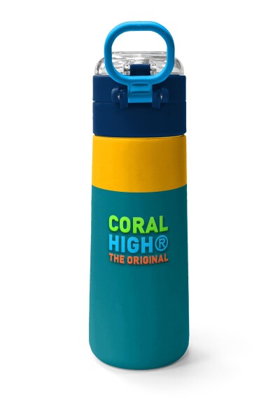 Coral High Kids Lacivert Çivit Robot Desenli Pipetli ve Direkt İçim Çelik Termos 500 ml 31918 - 4